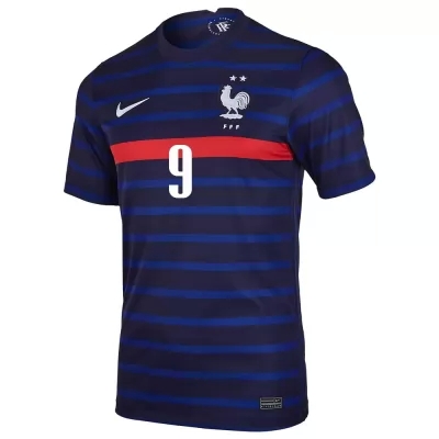 Kinder Französische Fussballnationalmannschaft Olivier Giroud #9 Heimtrikot Dunkelblau 2021 Trikot