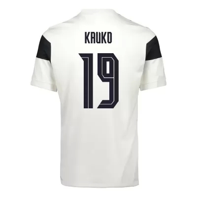Kinder Finnische Fussballnationalmannschaft Joni Kauko #19 Heimtrikot Weiß 2021 Trikot