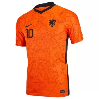 Herren Niederländische Fussballnationalmannschaft Memphis Depay #10 Heimtrikot Orangefarben 2021 Trikot