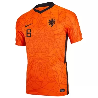 Damen Niederländische Fussballnationalmannschaft Georginio Wijnaldum #8 Heimtrikot Orangefarben 2021 Trikot