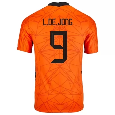Kinder Niederländische Fussballnationalmannschaft Luuk de Jong #9 Heimtrikot Orangefarben 2021 Trikot