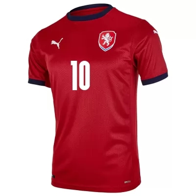 Kinder Tschechische Fussballnationalmannschaft Patrik Schick #10 Heimtrikot Rot 2021 Trikot