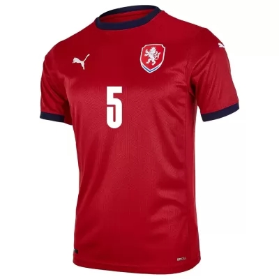 Kinder Tschechische Fussballnationalmannschaft Vladimir Coufal #5 Heimtrikot Rot 2021 Trikot