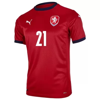 Herren Tschechische Fussballnationalmannschaft Alex Kral #21 Heimtrikot Rot 2021 Trikot