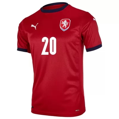 Herren Tschechische Fussballnationalmannschaft Matej Vydra #20 Heimtrikot Rot 2021 Trikot