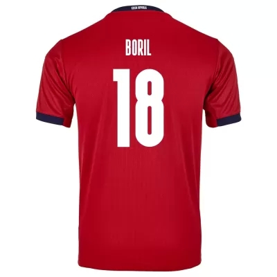 Kinder Tschechische Fussballnationalmannschaft Jan Boril #18 Heimtrikot Rot 2021 Trikot