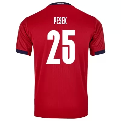 Kinder Tschechische Fussballnationalmannschaft Jakub Pesek #25 Heimtrikot Rot 2021 Trikot