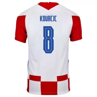Damen Kroatische Fussballnationalmannschaft Mateo Kovacic #8 Heimtrikot Rot Weiß 2021 Trikot