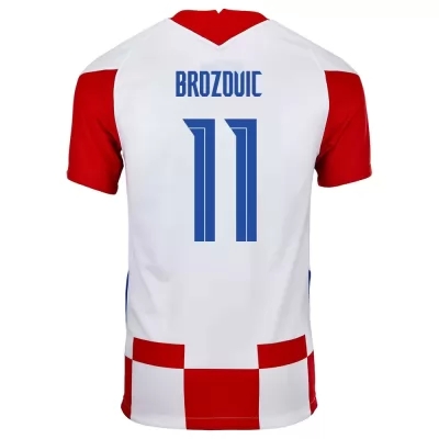 Herren Kroatische Fussballnationalmannschaft Marcelo Brozovic #11 Heimtrikot Rot Weiß 2021 Trikot