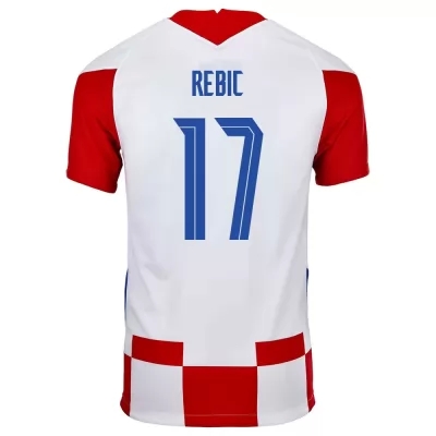 Herren Kroatische Fussballnationalmannschaft Ante Rebic #17 Heimtrikot Rot Weiß 2021 Trikot