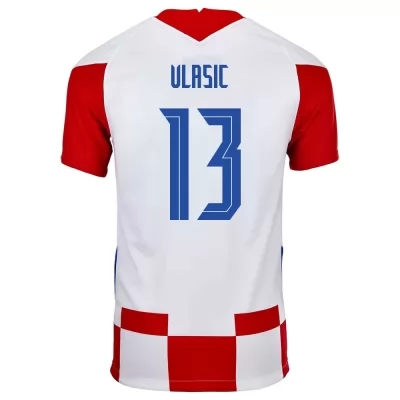 Herren Kroatische Fussballnationalmannschaft Nikola Vlasic #13 Heimtrikot Rot Weiß 2021 Trikot