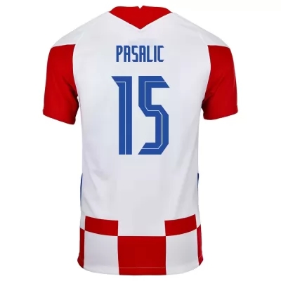 Damen Kroatische Fussballnationalmannschaft Mario Pasalic #15 Heimtrikot Rot Weiß 2021 Trikot