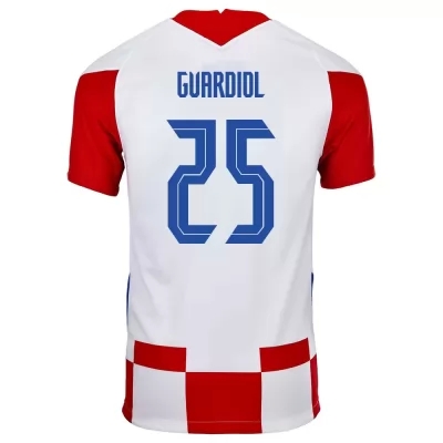 Damen Kroatische Fussballnationalmannschaft Josko Gvardiol #25 Heimtrikot Rot Weiß 2021 Trikot