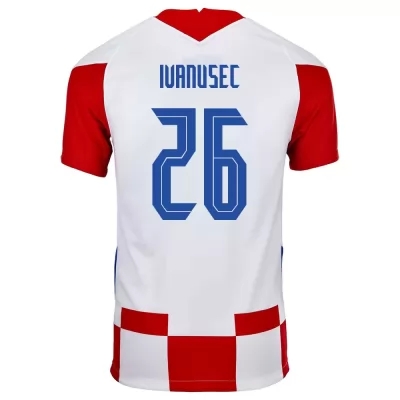 Damen Kroatische Fussballnationalmannschaft Luka Ivanusec #26 Heimtrikot Rot Weiß 2021 Trikot