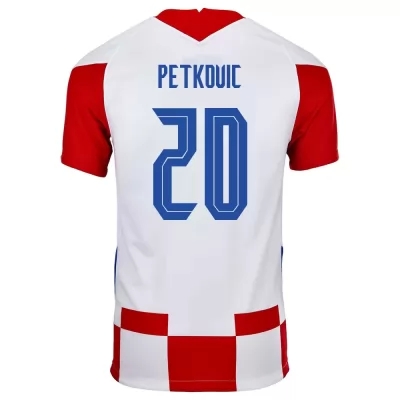 Kinder Kroatische Fussballnationalmannschaft Bruno Petkovic #20 Heimtrikot Rot Weiß 2021 Trikot