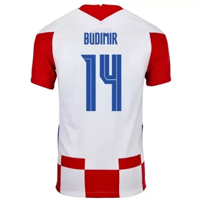 Kinder Kroatische Fussballnationalmannschaft Ante Budimir #14 Heimtrikot Rot Weiß 2021 Trikot