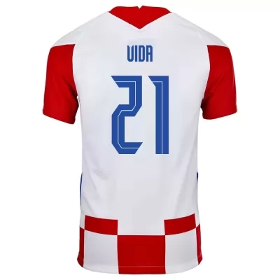 Kinder Kroatische Fussballnationalmannschaft Domagoj Vida #21 Heimtrikot Rot Weiß 2021 Trikot