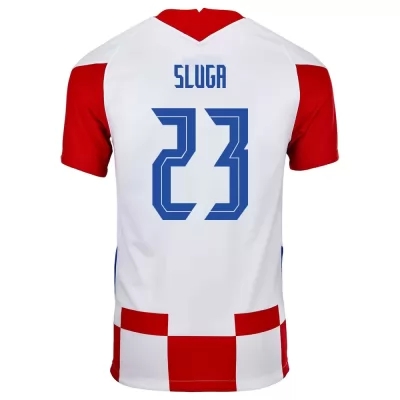 Damen Kroatische Fussballnationalmannschaft Simon Sluga #23 Heimtrikot Rot Weiß 2021 Trikot