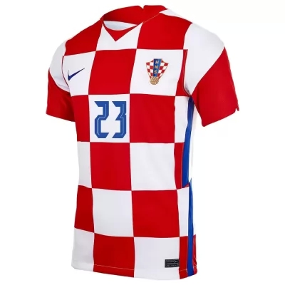 Damen Kroatische Fussballnationalmannschaft Simon Sluga #23 Heimtrikot Rot Weiß 2021 Trikot