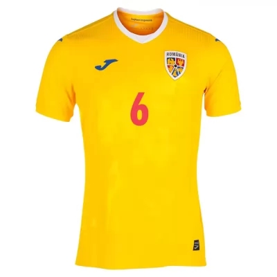 Damen Rumänische Fussballnationalmannschaft Vlad Chiriches #6 Heimtrikot Gelb 2021 Trikot