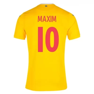 Damen Rumänische Fussballnationalmannschaft Alexandru Maxim #10 Heimtrikot Gelb 2021 Trikot