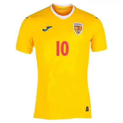 Damen Rumänische Fussballnationalmannschaft Alexandru Maxim #10 Heimtrikot Gelb 2021 Trikot