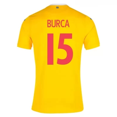 Damen Rumänische Fussballnationalmannschaft Andrei Burca #15 Heimtrikot Gelb 2021 Trikot