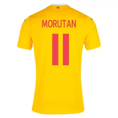 Herren Rumänische Fussballnationalmannschaft Olimpiu Morutan #11 Heimtrikot Gelb 2021 Trikot