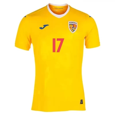 Damen Rumänische Fussballnationalmannschaft Alexandru Paun #17 Heimtrikot Gelb 2021 Trikot