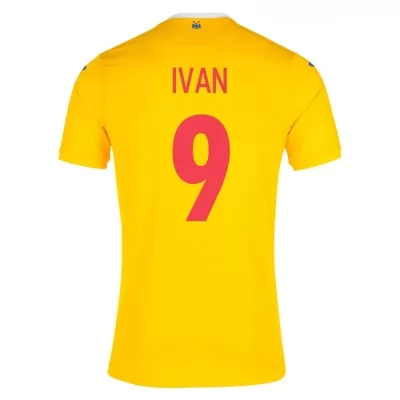 Kinder Rumänische Fussballnationalmannschaft Andrei Ivan #9 Heimtrikot Gelb 2021 Trikot