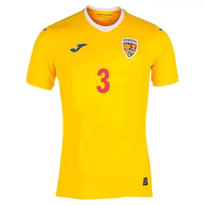 Herren Rumänische Fussballnationalmannschaft Cristian Ganea #3 Heimtrikot Gelb 2021 Trikot