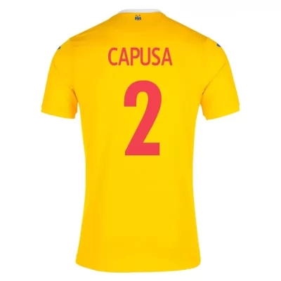Kinder Rumänische Fussballnationalmannschaft Tiberiu Capusa #2 Heimtrikot Gelb 2021 Trikot