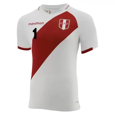 Damen Peruanische Fussballnationalmannschaft Pedro Gallese #1 Heimtrikot Weiß 2021 Trikot
