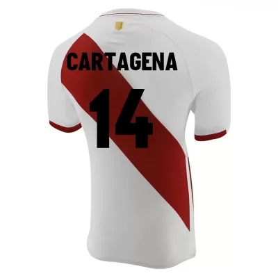 Kinder Peruanische Fussballnationalmannschaft Wilder Cartagena #14 Heimtrikot Weiß 2021 Trikot