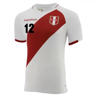 Herren Peruanische Fussballnationalmannschaft Carlos Caceda #12 Heimtrikot Weiß 2021 Trikot