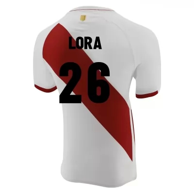 Herren Peruanische Fussballnationalmannschaft Jhilmar Lora #26 Heimtrikot Weiß 2021 Trikot