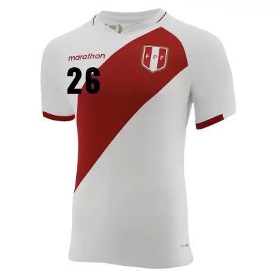 Kinder Peruanische Fussballnationalmannschaft Jhilmar Lora #26 Heimtrikot Weiß 2021 Trikot