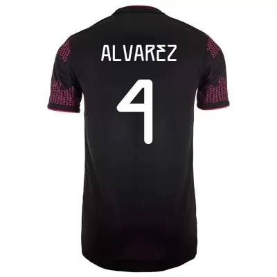 Kinder Mexikanische Fussballnationalmannschaft Edson Alvarez #4 Heimtrikot Rosenrot 2021 Trikot