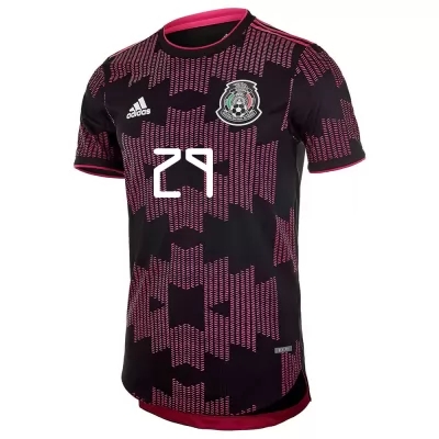 Herren Mexikanische Fussballnationalmannschaft Diego Lainez #29 Heimtrikot Rosenrot 2021 Trikot