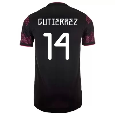 Kinder Mexikanische Fussballnationalmannschaft Erick Gutierrez #14 Heimtrikot Rosenrot 2021 Trikot