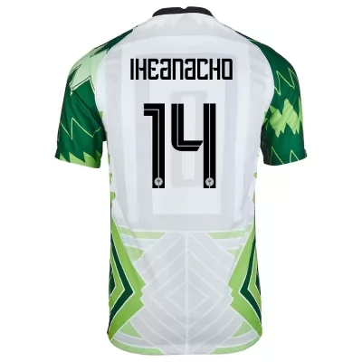 Herren Nigerianische Fussballnationalmannschaft Kelechi Iheanacho #14 Heimtrikot Grün Weiß 2021 Trikot
