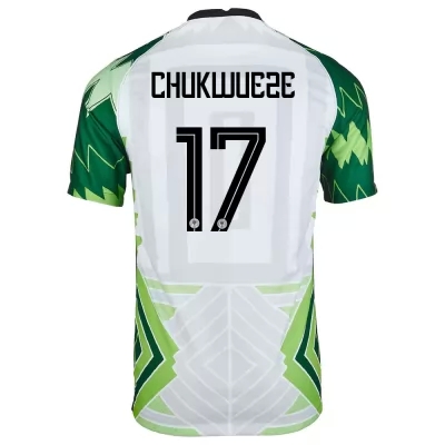 Herren Nigerianische Fussballnationalmannschaft Samuel Chukwueze #17 Heimtrikot Grün Weiß 2021 Trikot