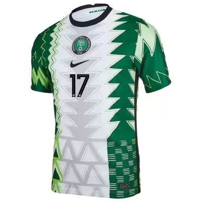 Kinder Nigerianische Fussballnationalmannschaft Samuel Chukwueze #17 Heimtrikot Grün Weiß 2021 Trikot