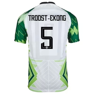 Kinder Nigerianische Fussballnationalmannschaft William Troost-Ekong #5 Heimtrikot Grün Weiß 2021 Trikot