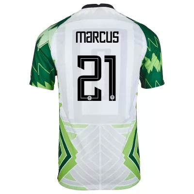 Kinder Nigerianische Fussballnationalmannschaft Abraham Marcus #21 Heimtrikot Grün Weiß 2021 Trikot