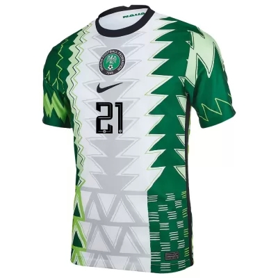 Damen Nigerianische Fussballnationalmannschaft Abraham Marcus #21 Heimtrikot Grün Weiß 2021 Trikot