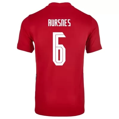 Herren Norwegische Fussballnationalmannschaft Fredrik Aursnes #6 Heimtrikot Rot 2021 Trikot