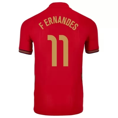 Kinder Portugiesische Fussballnationalmannschaft Bruno Fernandes #11 Heimtrikot Rot 2021 Trikot
