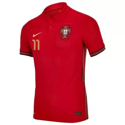 Kinder Portugiesische Fussballnationalmannschaft Bruno Fernandes #11 Heimtrikot Rot 2021 Trikot