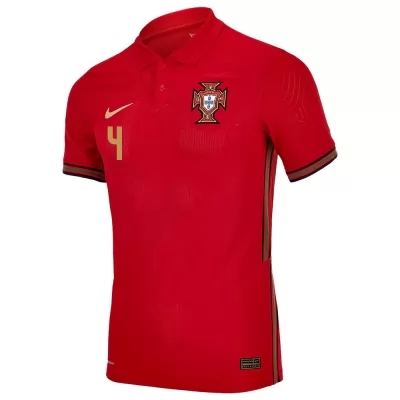 Kinder Portugiesische Fussballnationalmannschaft Ruben Dias #4 Heimtrikot Rot 2021 Trikot